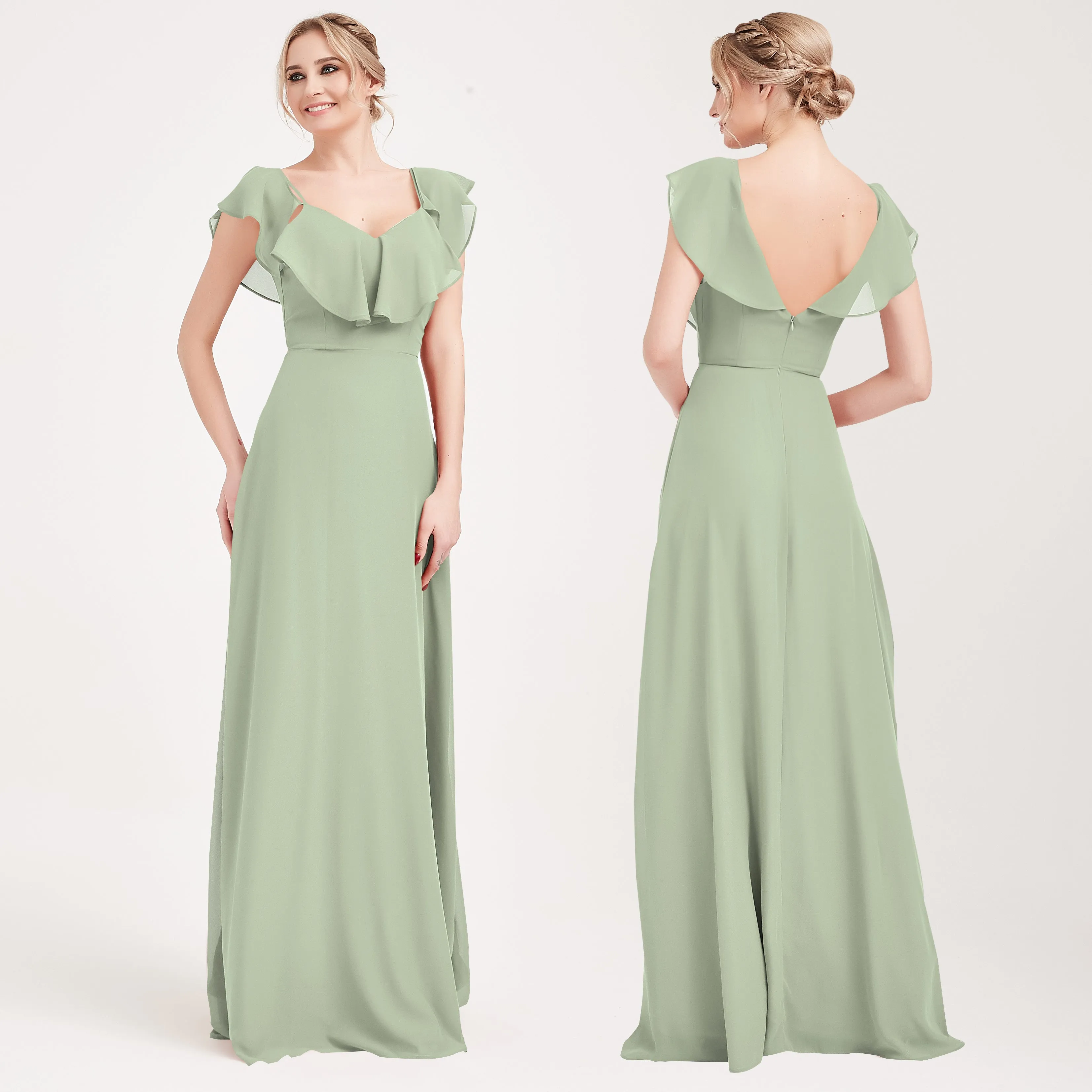 1 Of 3 Ways Convertible Bridesmaid Cinnamon Rose Chiffon A-Line Gown