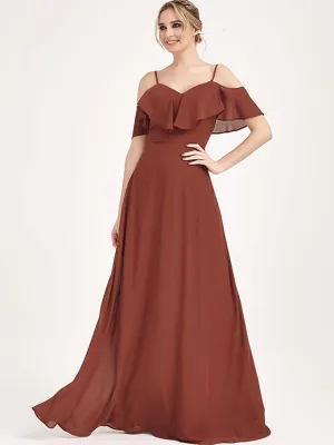 1 Of 3 Ways Convertible Bridesmaid Cinnamon Rose Chiffon A-Line Gown