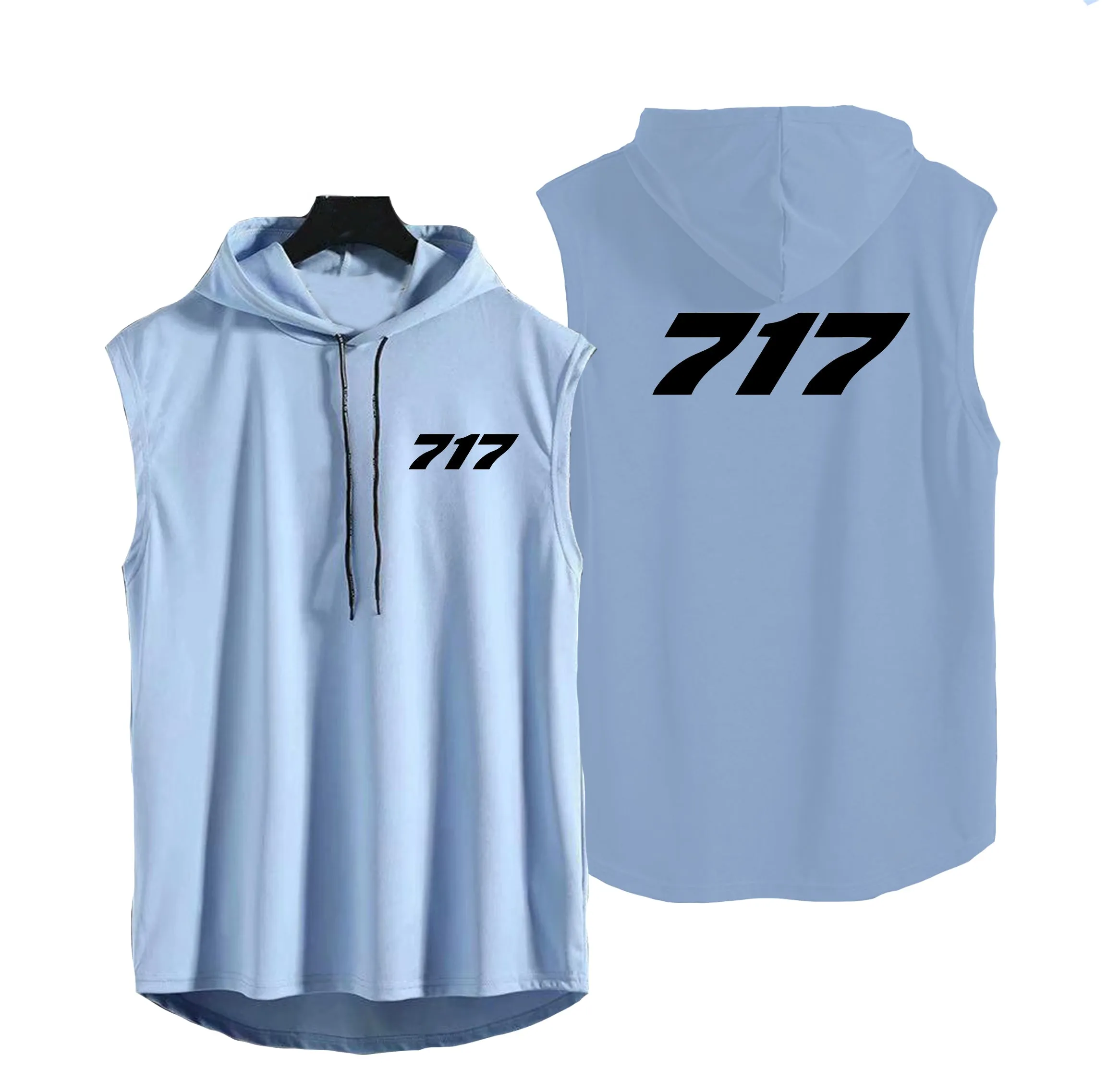 717 Flat Text Designed Hooded Tank Tops