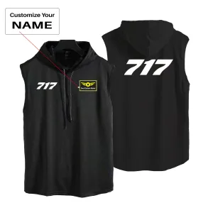 717 Flat Text Designed Hooded Tank Tops