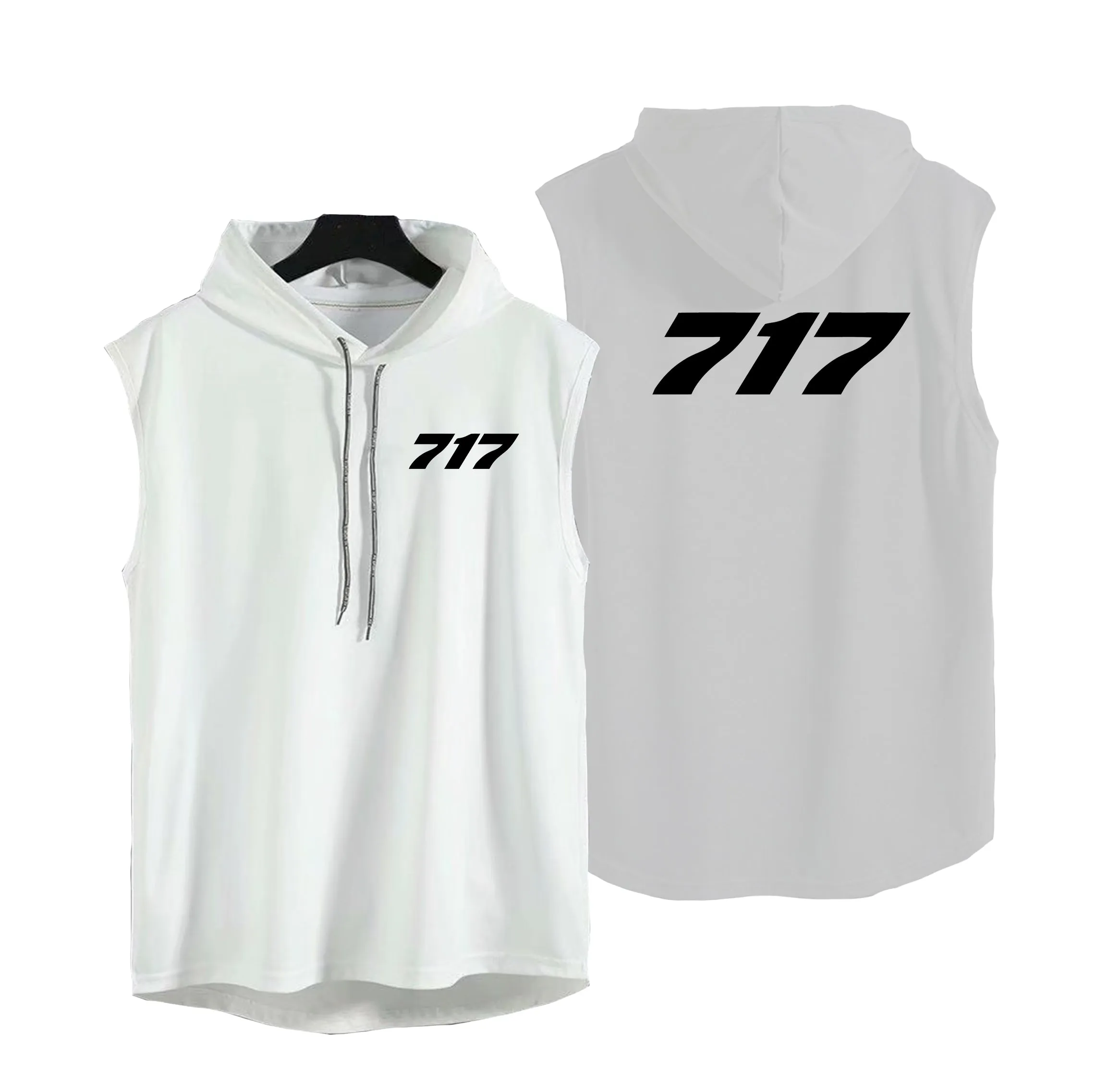 717 Flat Text Designed Hooded Tank Tops