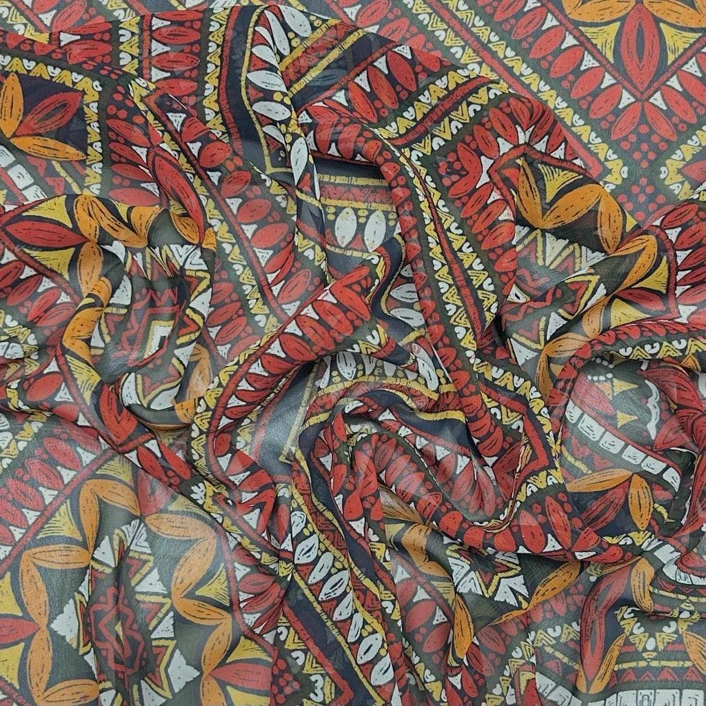 African Art Chiffon Fabric