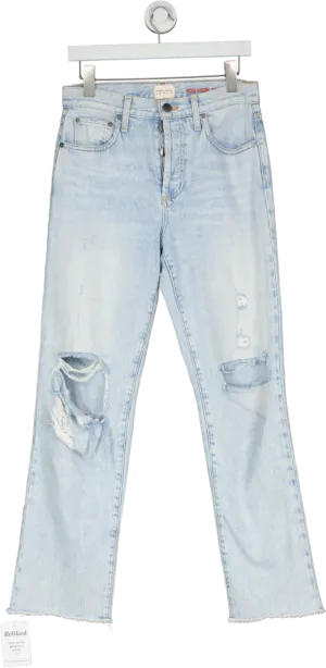 Alice   Olivia Blue Cotton Distressed Straight Leg Jeans UK 8