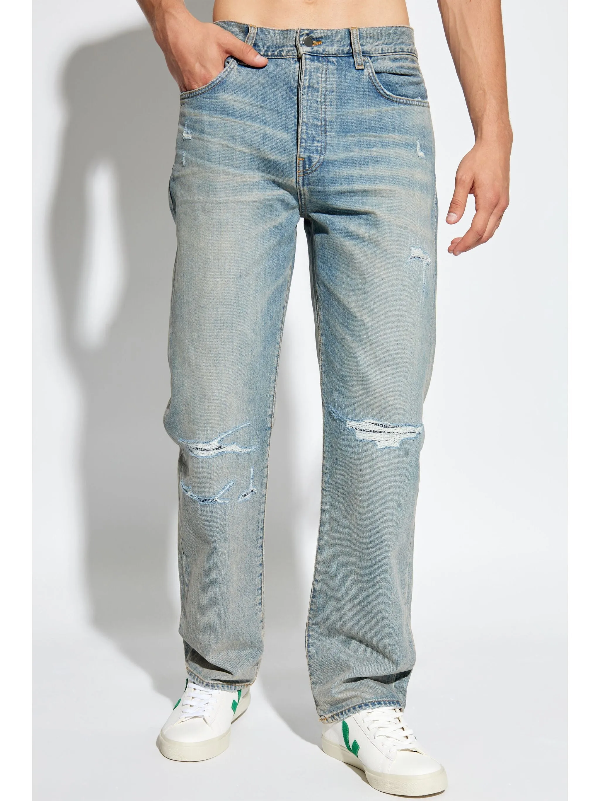 BANDANA REPAIR MID-RISE STRAIGHT-LEG JEANS