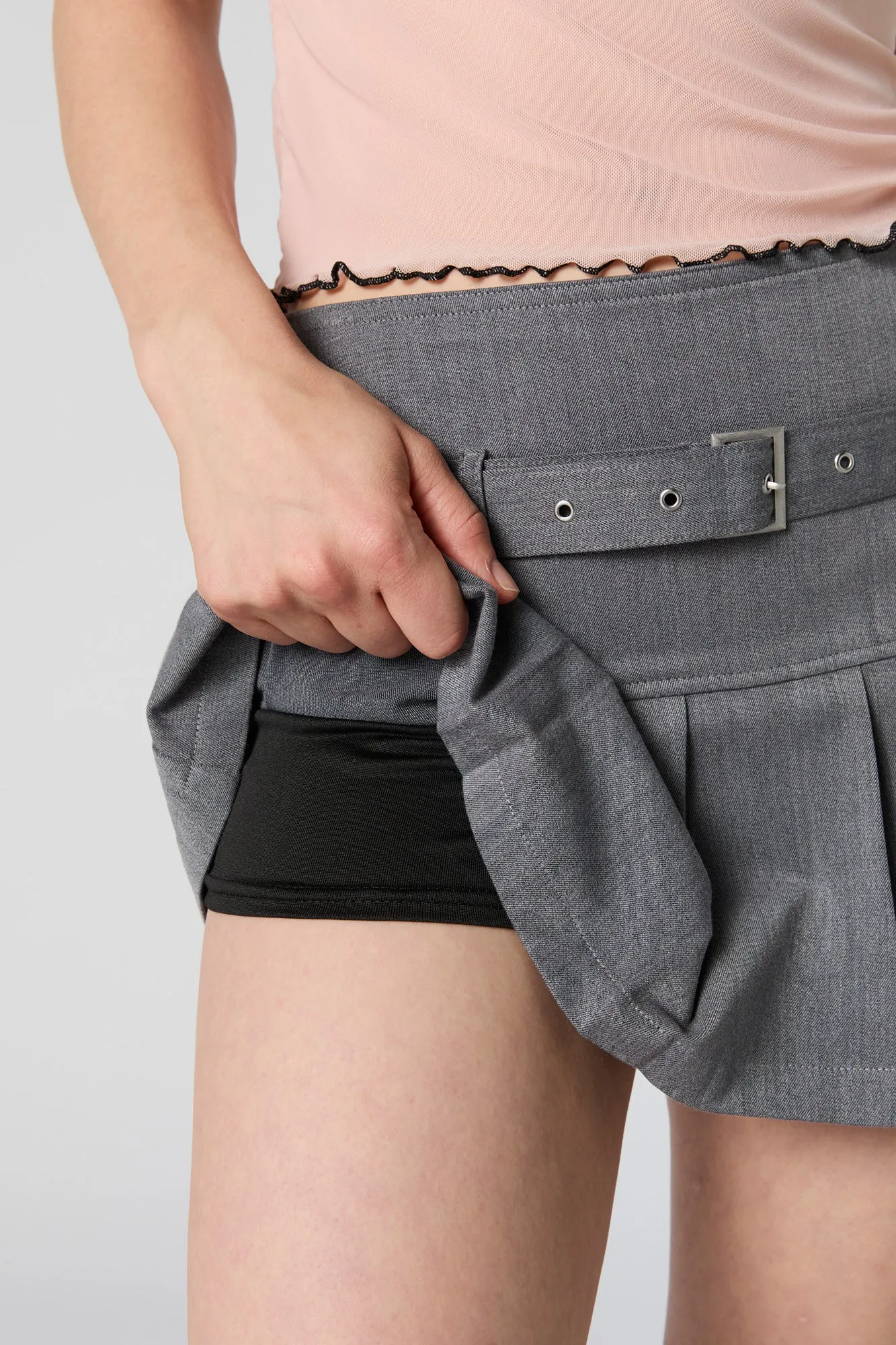 Belted Pleated Mini Skort