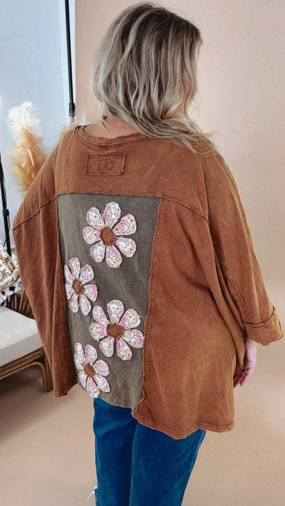 Bloom Into You Floral Boho Top, Camel