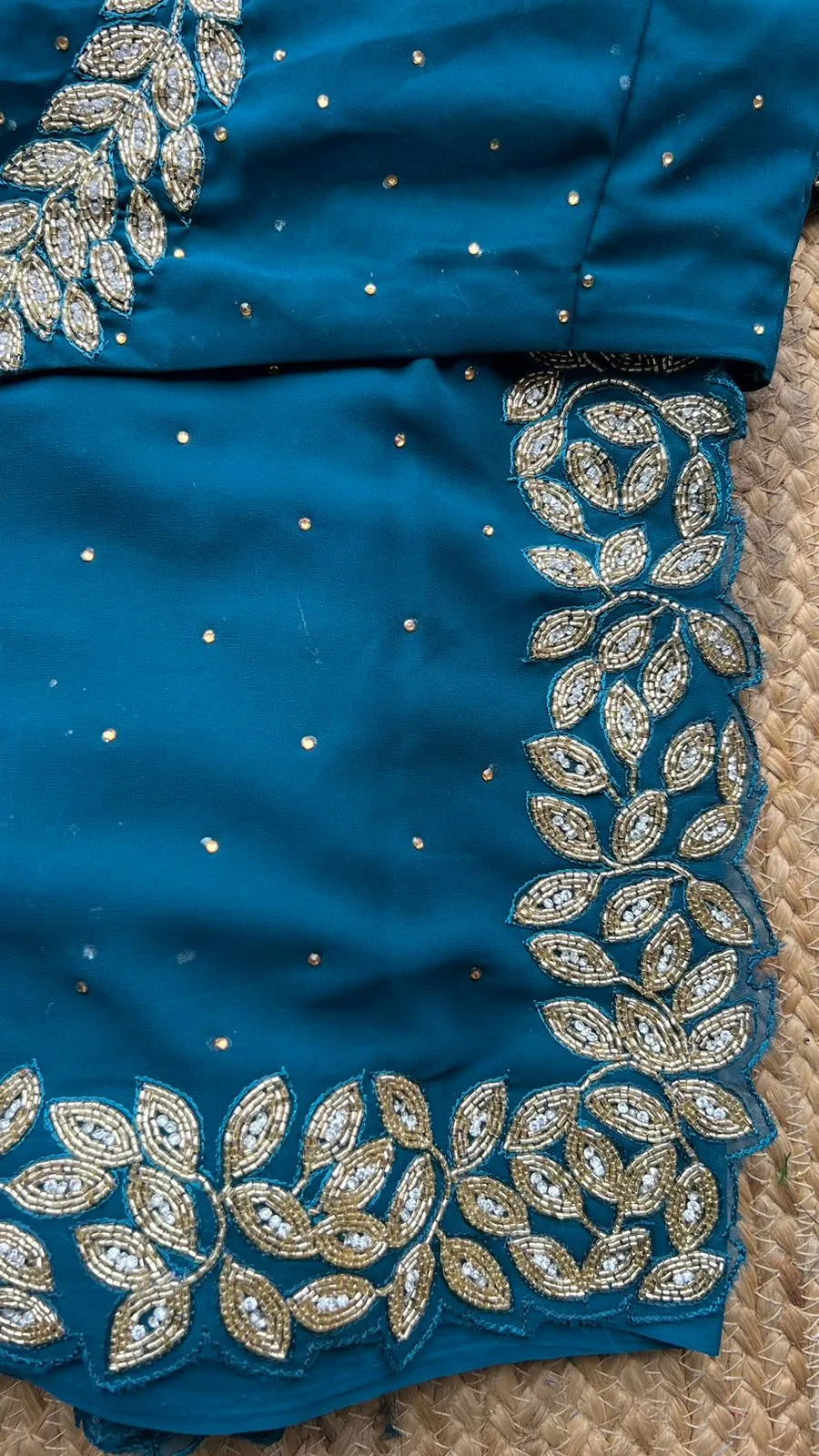 Blue georgette designer saree with handwork blouse