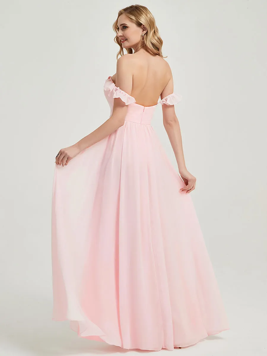 Blush 3 In 1 Detachable Straps Convertible Chiffon Bridesmaid Dress