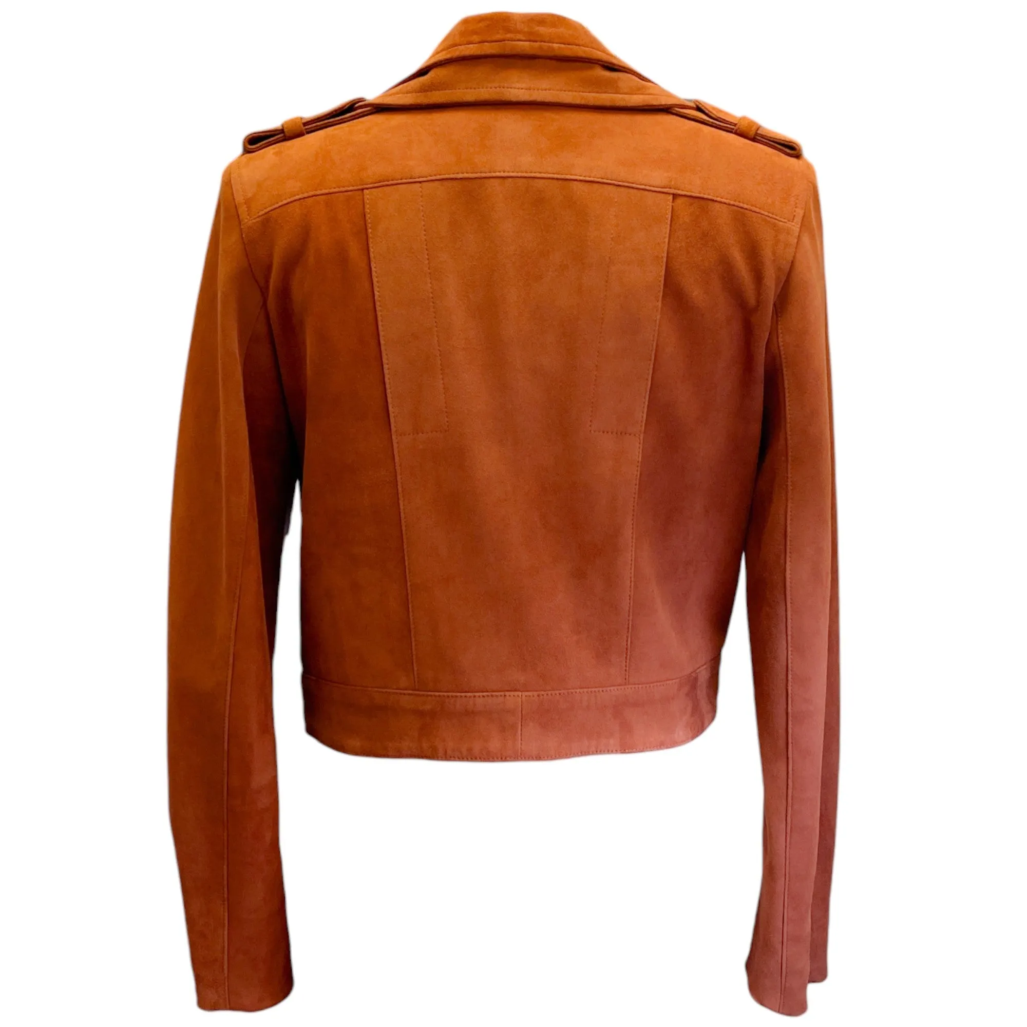 Brandon Maxwell Caramel Suede Double Layer Moto Jacket