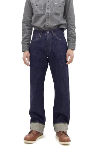 Buzz Rickson Jeans BR43041 Men's Reproduction of WWII Model Classic Straight Fit One-Washed 13.6 oz. Blue Indigo Denim Pants