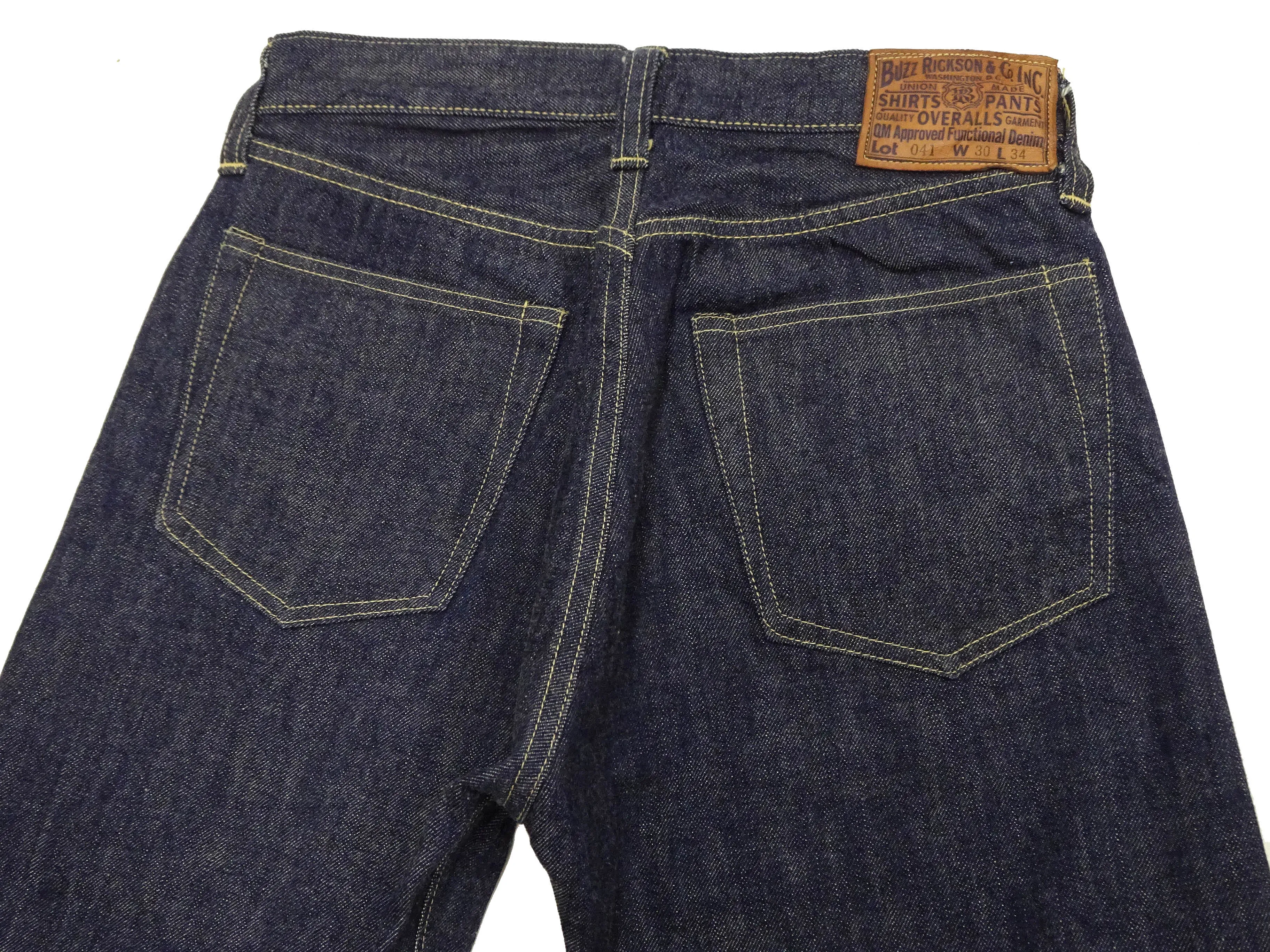 Buzz Rickson Jeans BR43041 Men's Reproduction of WWII Model Classic Straight Fit One-Washed 13.6 oz. Blue Indigo Denim Pants