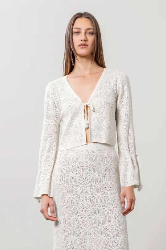 Castaway Tie Front Cardi Ivory