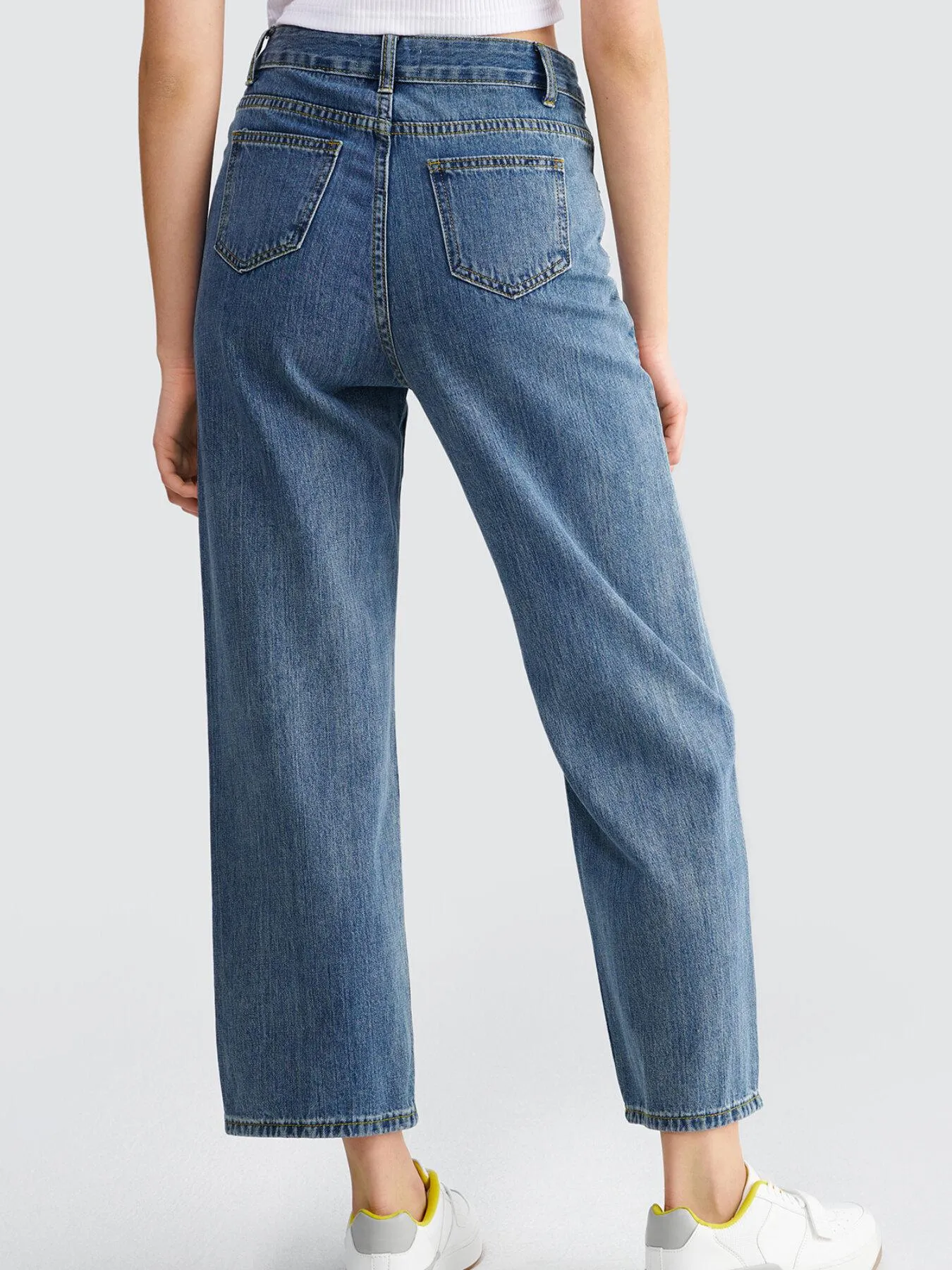 Casual Button Pocket Straight Leg Jeans