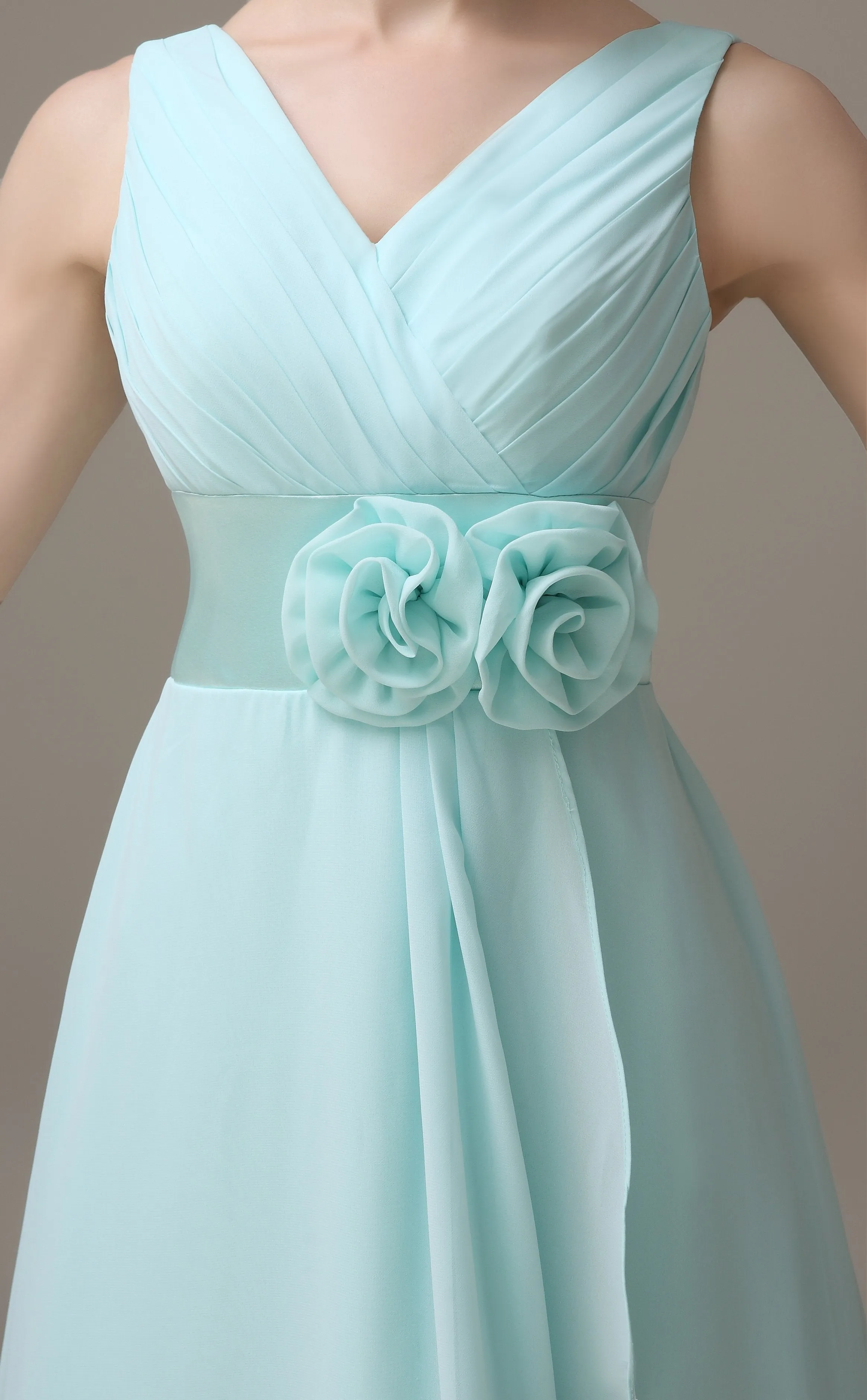 Cheap A-line Chiffon V-Neck Sleeveless Short Bridesmaid Dresses