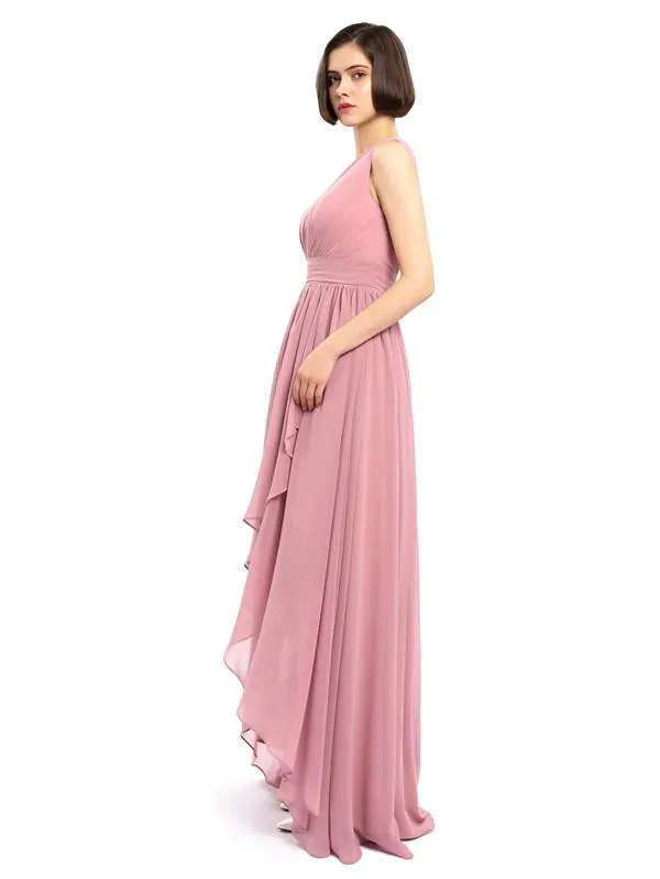 Chiffon Unique One-shoulder High-low Bridesmaid Dresses