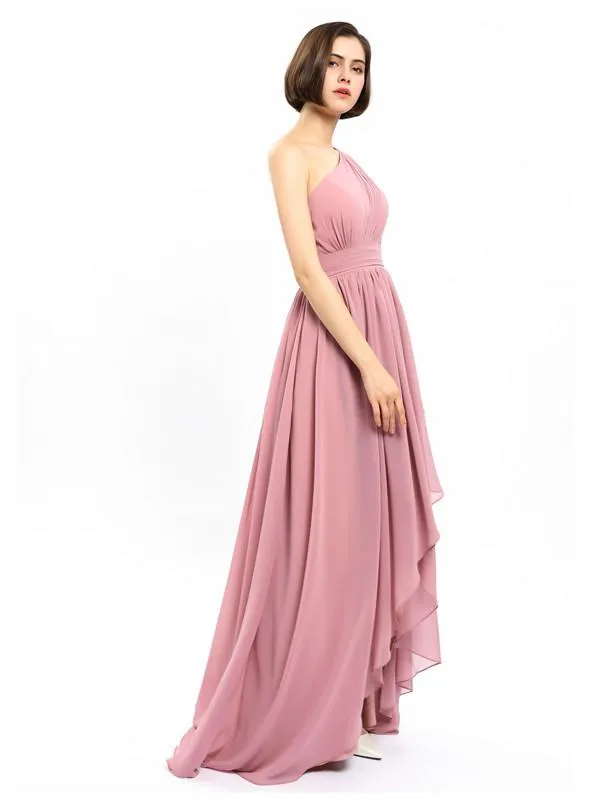 Chiffon Unique One-shoulder High-low Bridesmaid Dresses