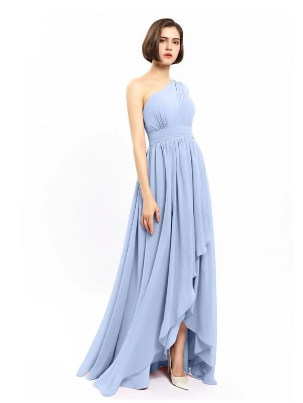 Chiffon Unique One-shoulder High-low Bridesmaid Dresses