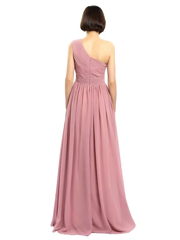 Chiffon Unique One-shoulder High-low Bridesmaid Dresses