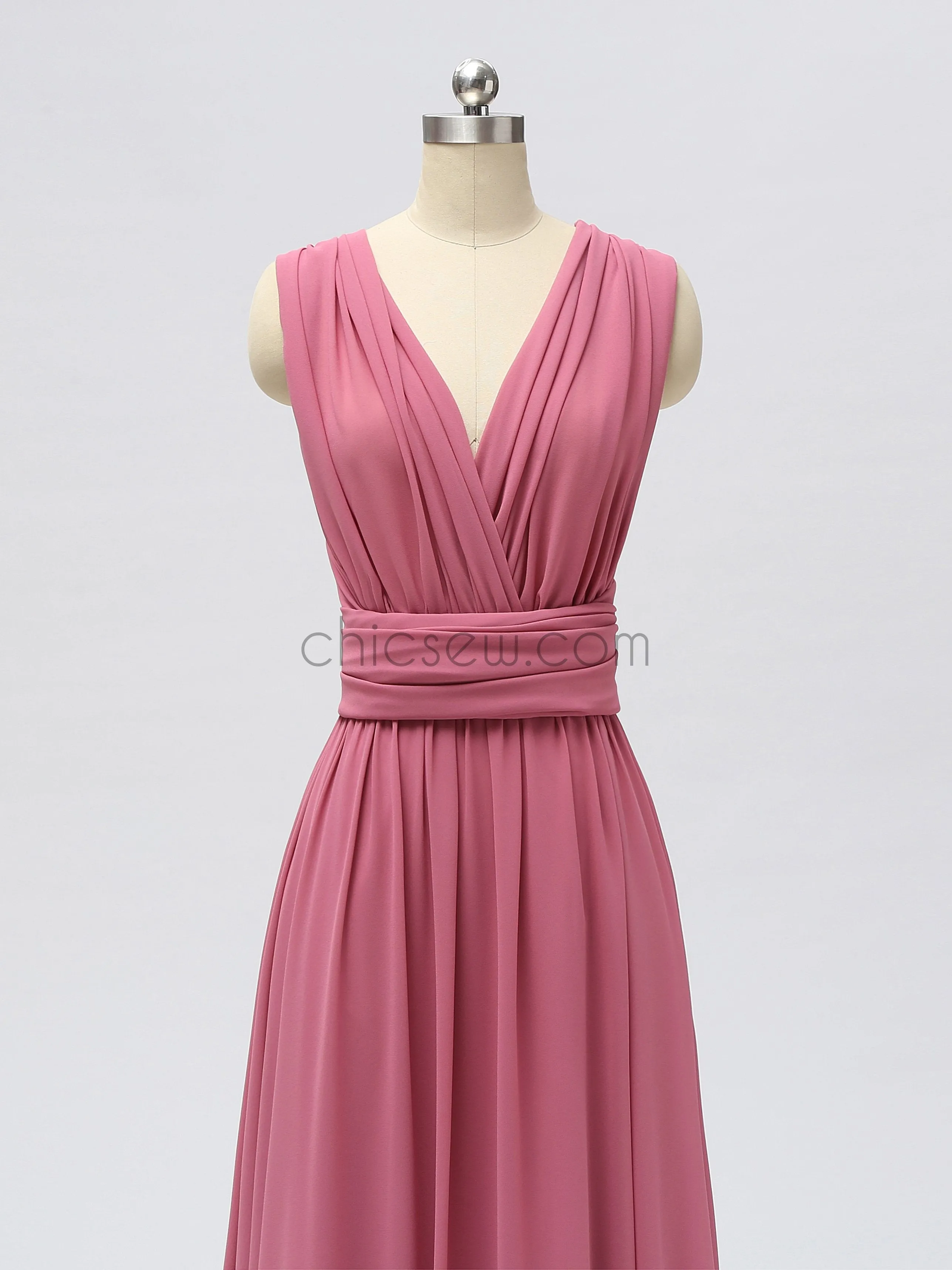 Convertible Chiffon A-line Sleeveless Bridesmaid Dresses, YKX020