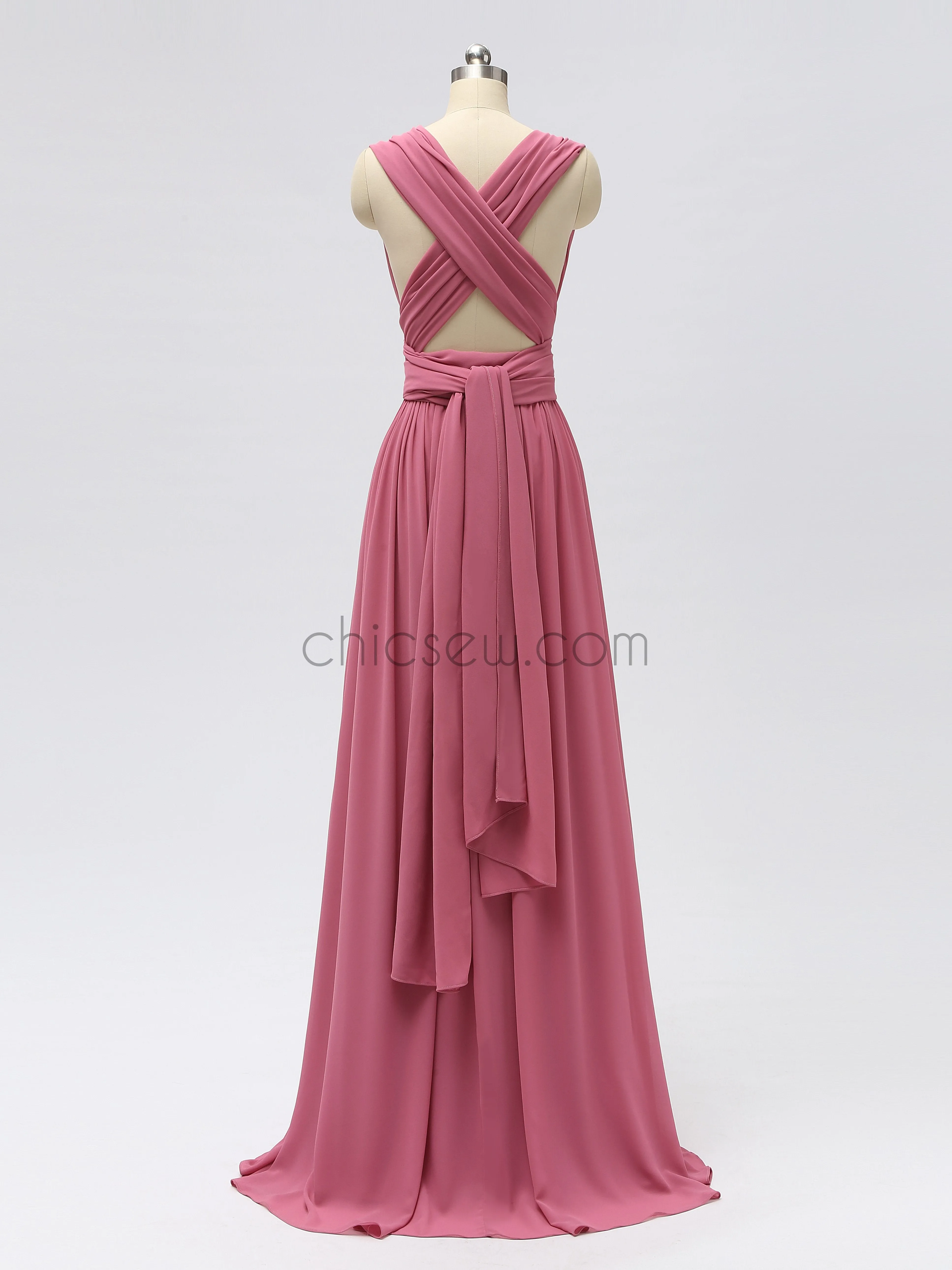 Convertible Chiffon A-line Sleeveless Bridesmaid Dresses, YKX020