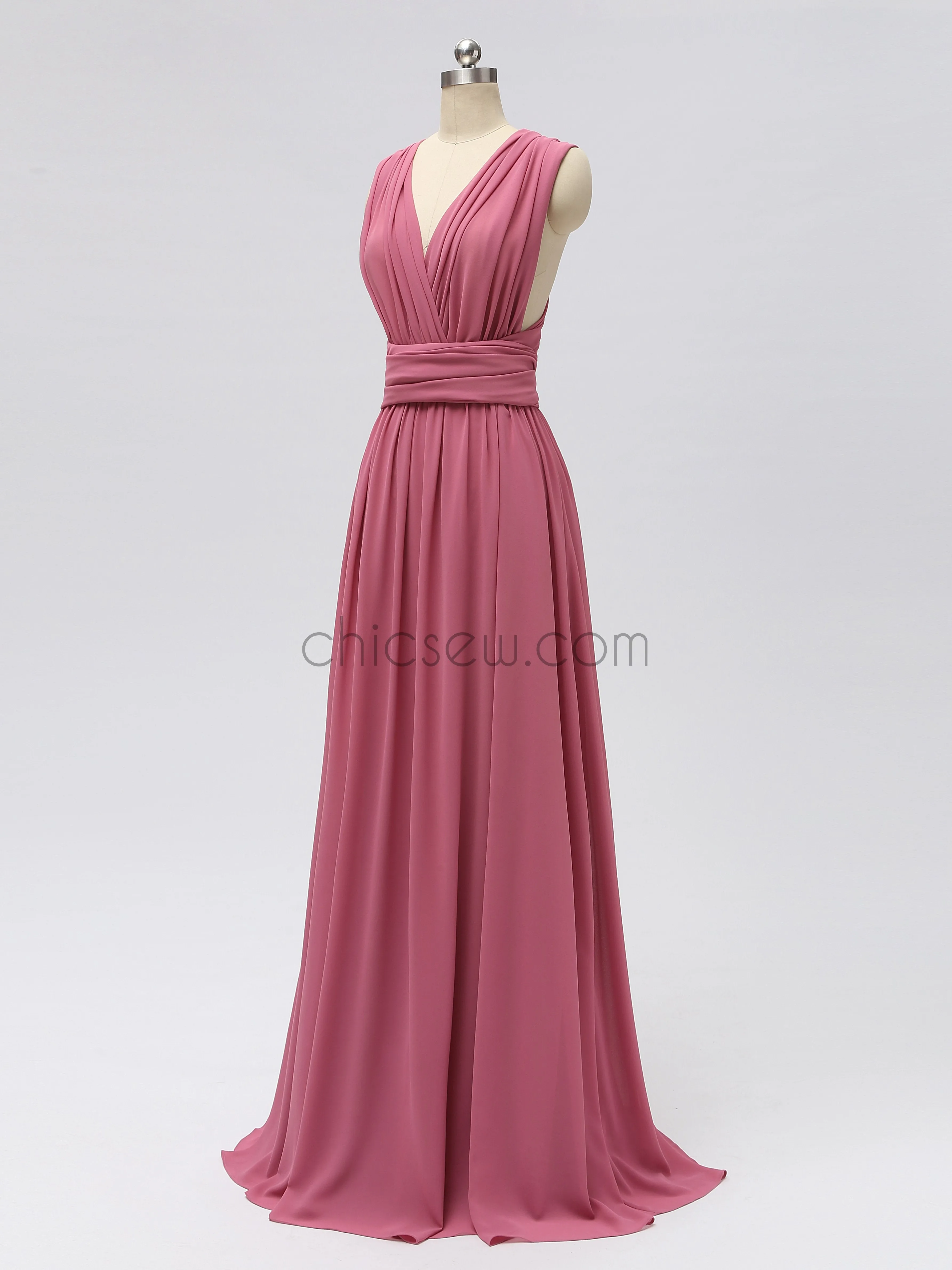 Convertible Chiffon A-line Sleeveless Bridesmaid Dresses, YKX020