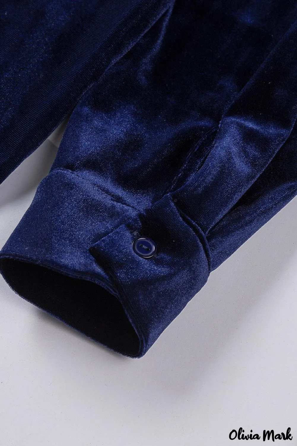 Deanwangkt - Navy Velvet Button Pocket Long Sleeve Shirt