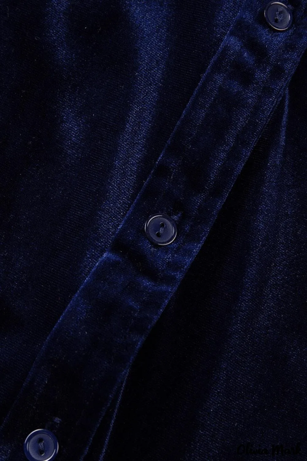 Deanwangkt - Navy Velvet Button Pocket Long Sleeve Shirt