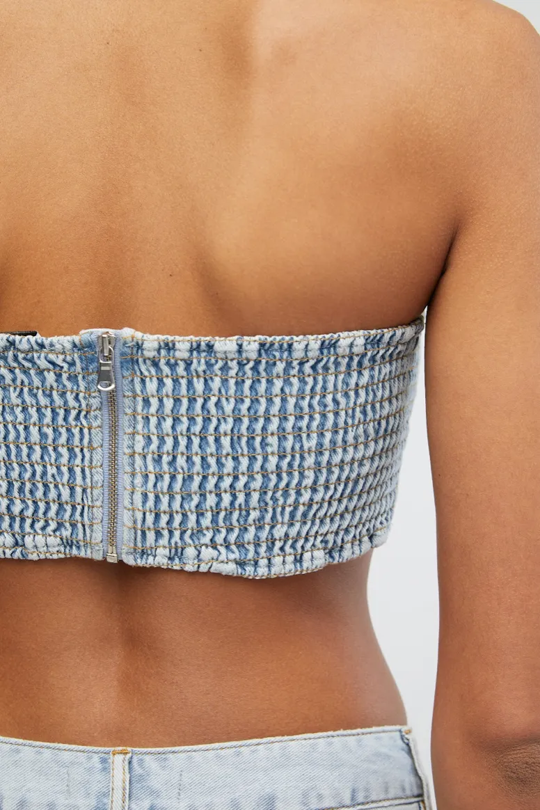 Denim Bandeau Top