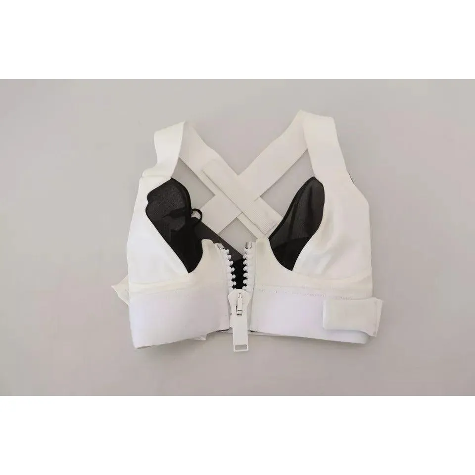 Dolce & Gabbana White Viscose Sleeveless Cropped Bustier Top