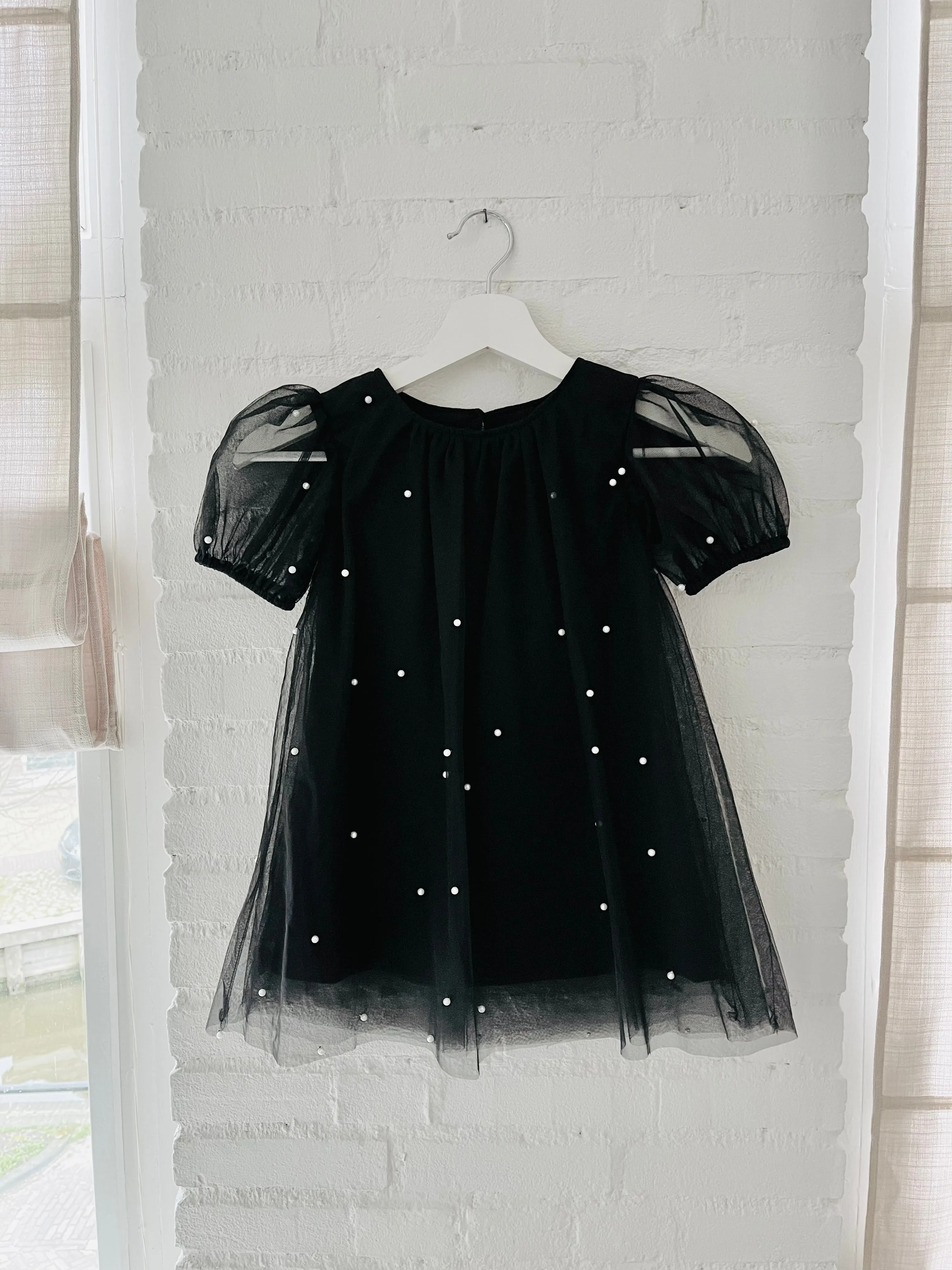 DOLLY® PEARL TULLE PUFF A-LINE DRESS black  ⚪