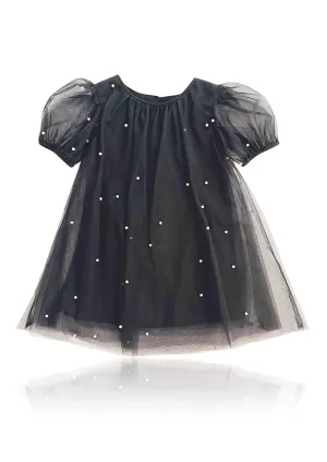 DOLLY® PEARL TULLE PUFF A-LINE DRESS black  ⚪