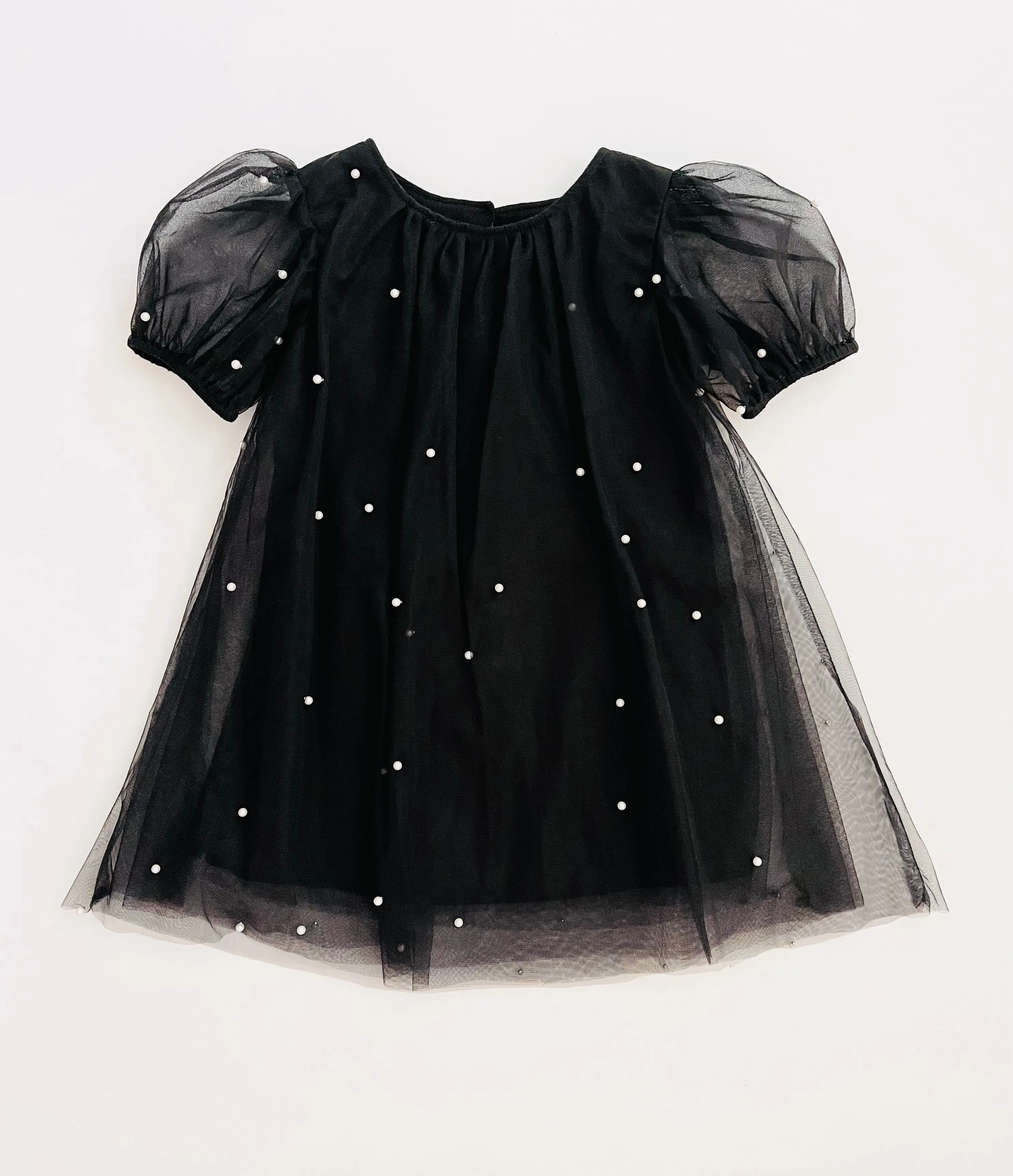 DOLLY® PEARL TULLE PUFF A-LINE DRESS black  ⚪