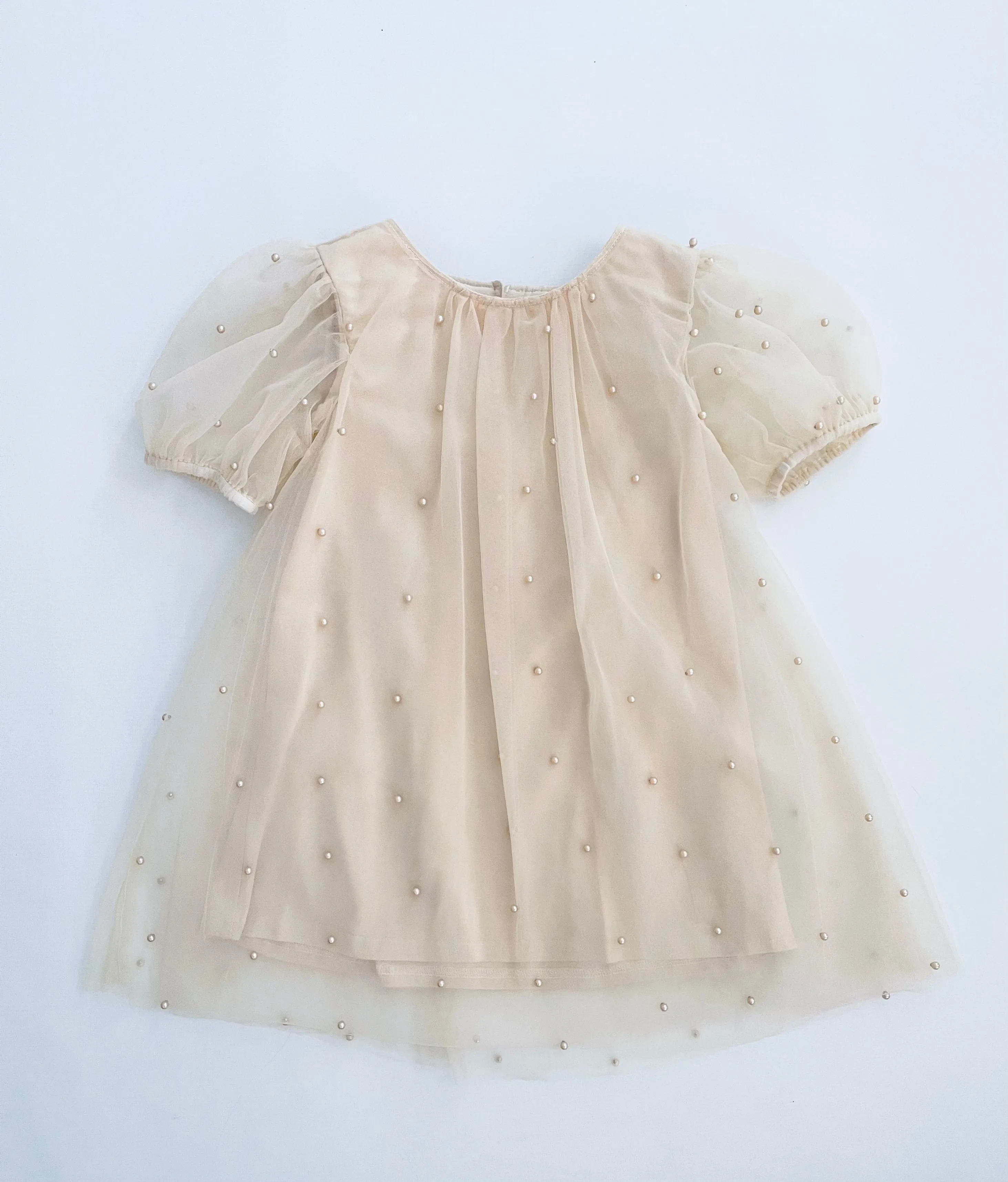 DOLLY® PEARL TULLE PUFF A-LINE DRESS cream  ⚪