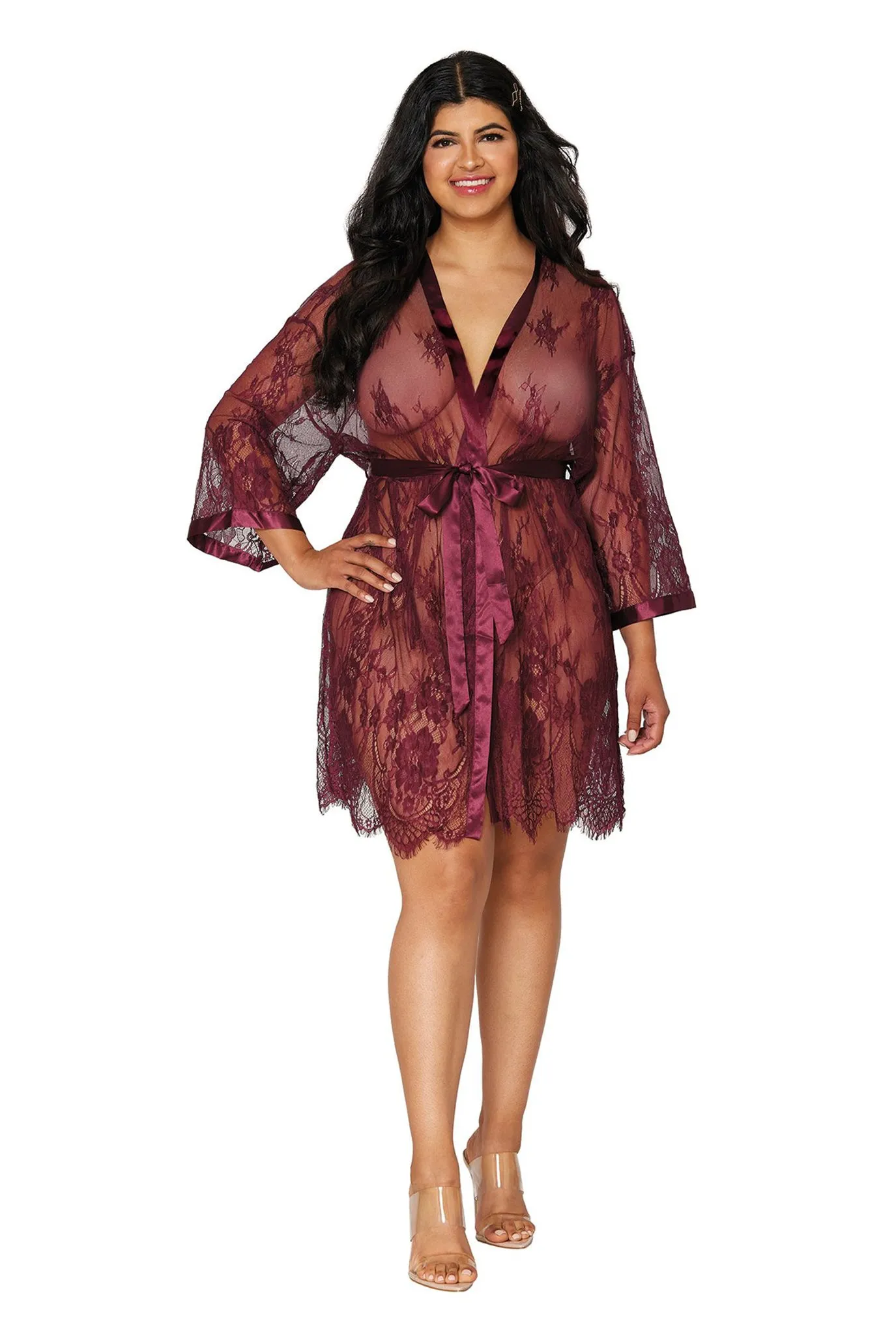 Eyelash lace robe