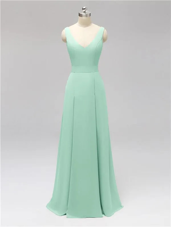 Fashion A-line V-neck Chiffon Bridesmaid Dresses