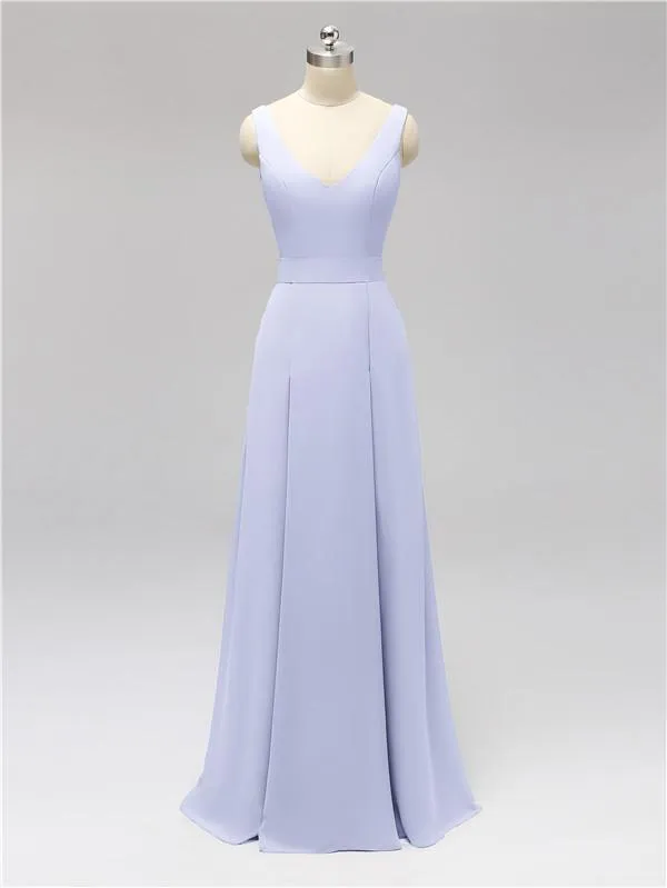 Fashion A-line V-neck Chiffon Bridesmaid Dresses