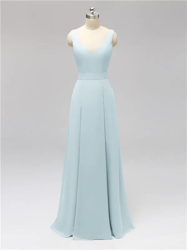 Fashion A-line V-neck Chiffon Bridesmaid Dresses