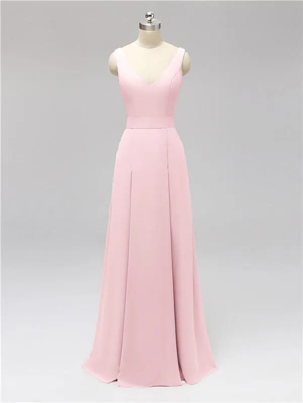 Fashion A-line V-neck Chiffon Bridesmaid Dresses