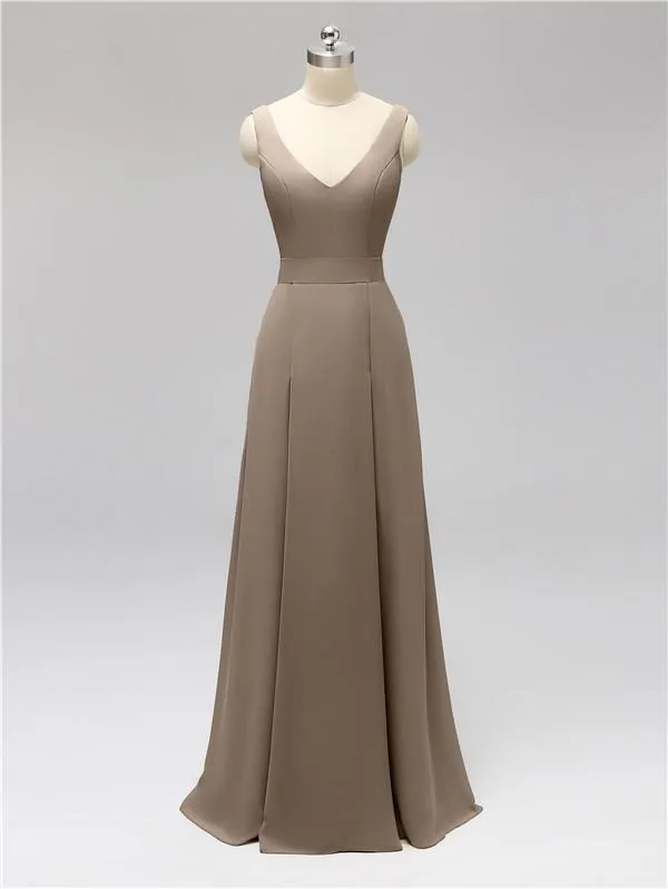 Fashion A-line V-neck Chiffon Bridesmaid Dresses