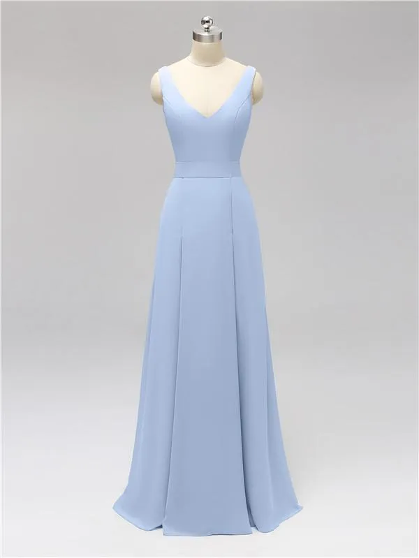 Fashion A-line V-neck Chiffon Bridesmaid Dresses