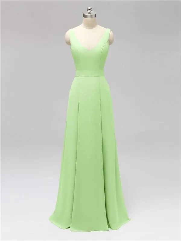 Fashion A-line V-neck Chiffon Bridesmaid Dresses