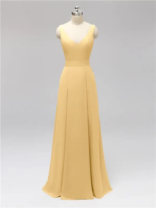 Fashion A-line V-neck Chiffon Bridesmaid Dresses