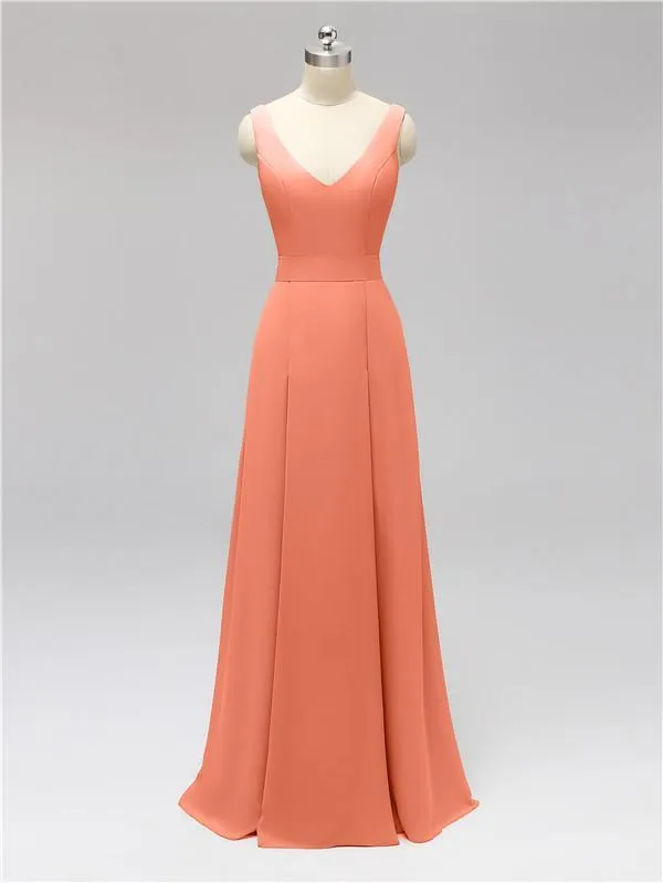 Fashion A-line V-neck Chiffon Bridesmaid Dresses