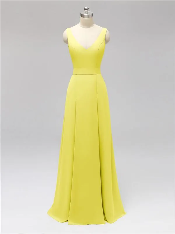 Fashion A-line V-neck Chiffon Bridesmaid Dresses