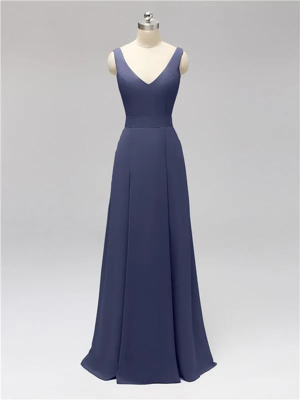 Fashion A-line V-neck Chiffon Bridesmaid Dresses