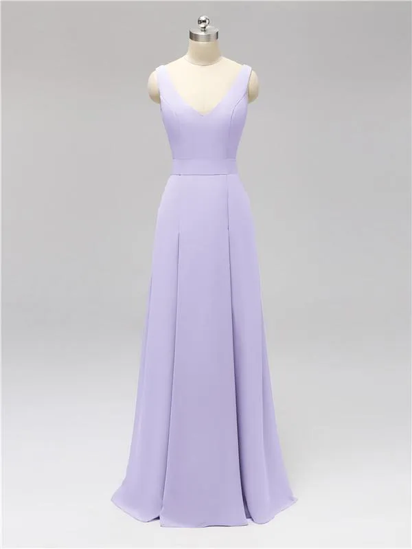 Fashion A-line V-neck Chiffon Bridesmaid Dresses