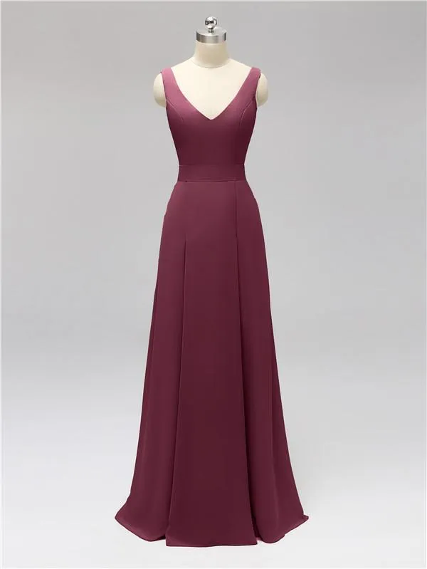 Fashion A-line V-neck Chiffon Bridesmaid Dresses