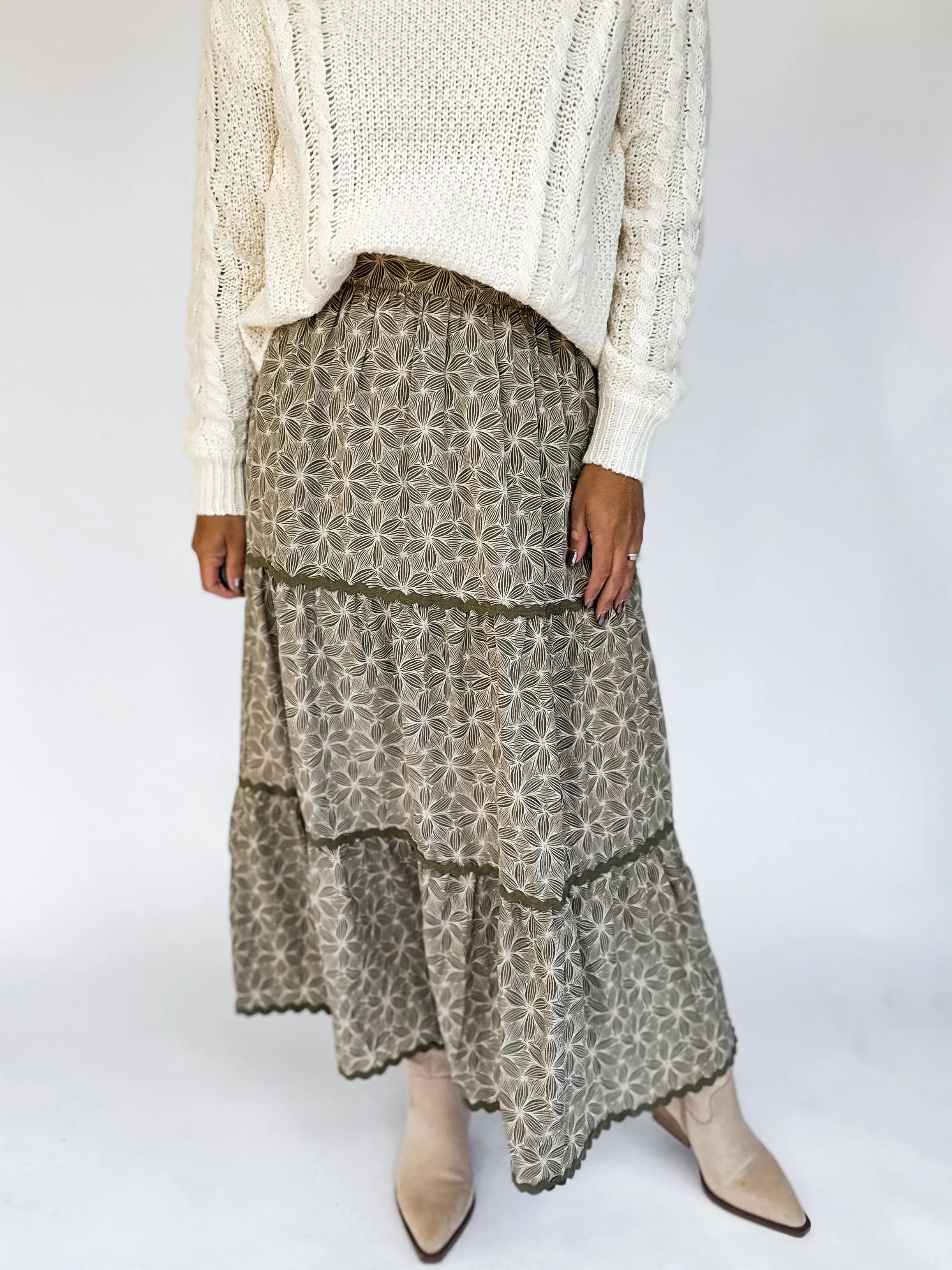 Floral and Lace Maxi Skirt