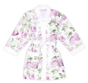 Floral Bridesmaid Robe - Lavender & White