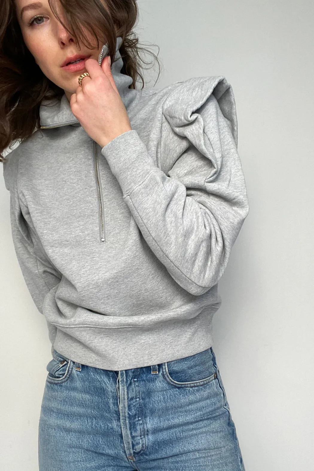 FRAME - Sporty Zip Sweatshirt Gris Heather